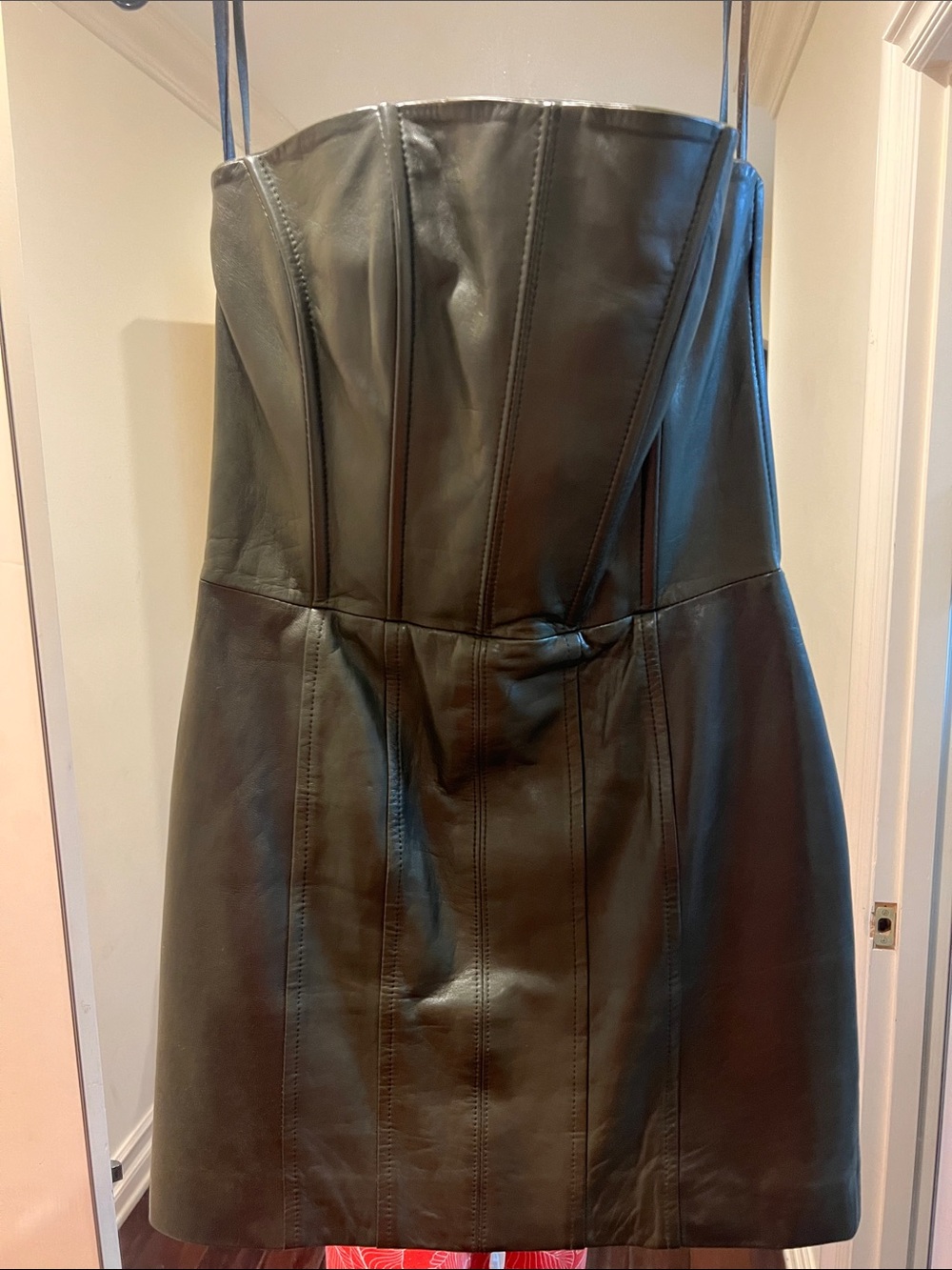 Lamarque Black Strapless Leather Mini Dress